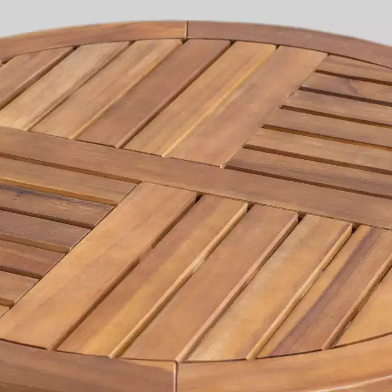 Westbridge 3pc Acacia Wood Bistro Set - Teak - Christopher Knight Home: Weather-Resistant, Galvanized Steel Hardware