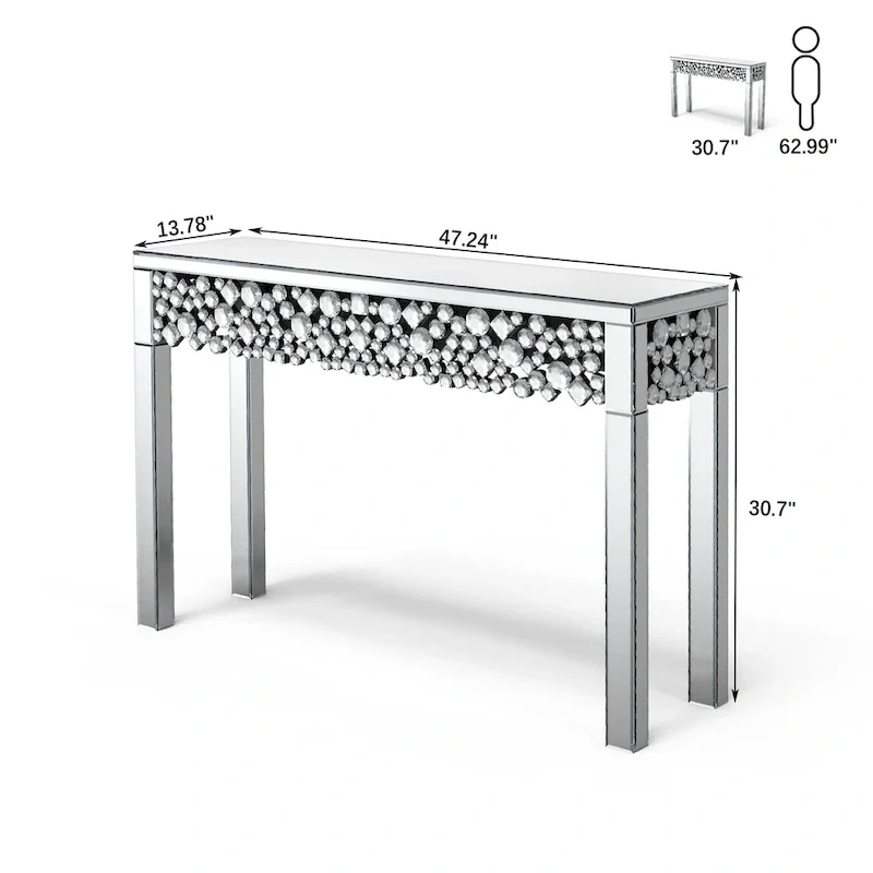 Glam Console Table with Crystal Frame