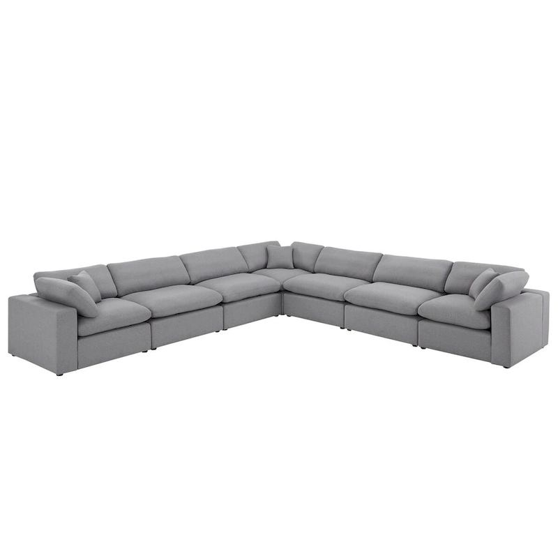 Anka Grey Linen Down Filled Cushioned 7-Seat Sectional Sofa by iNSPIRE Q Modern