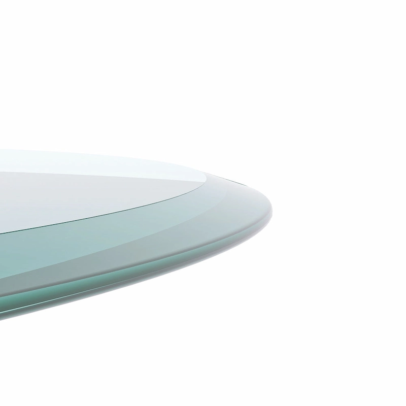 Round Tempered Glass Table Top Clear Glass Thick Beveled Polished Edge
