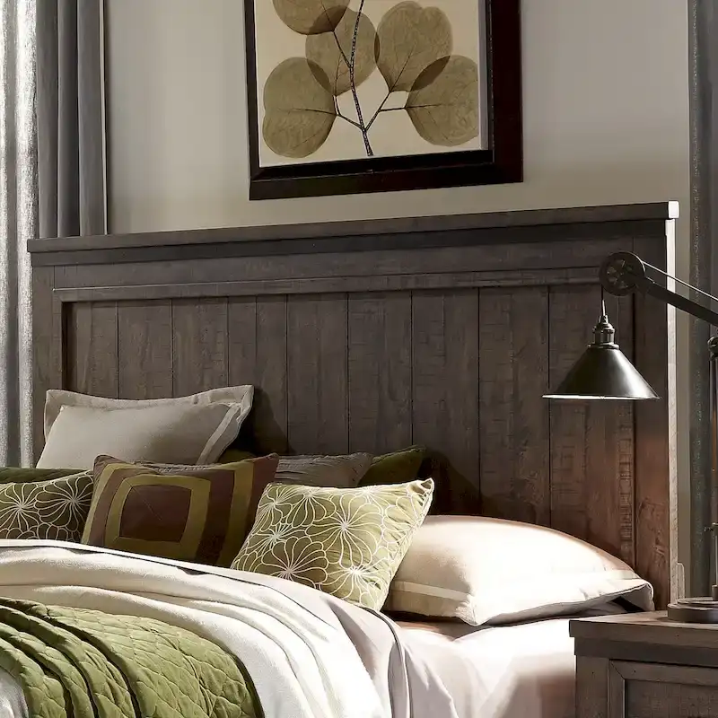 Dark Gray Rustic Panel Bed, Queen/King, 2-Person
