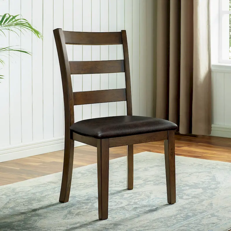 Oma Transitional Walnut Solid Wood 5-Piece Dining Table Set by