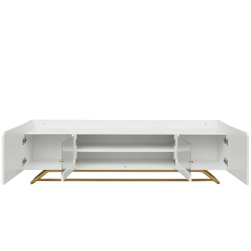 TV Console Table with Gold Frame Base