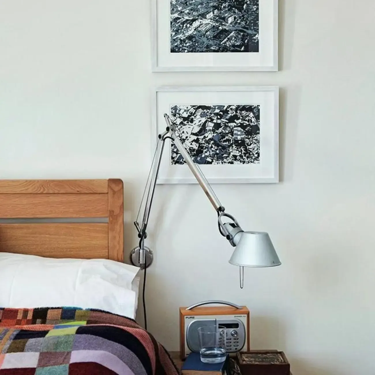 Industrial Silver Aluminum Adjustable Swing Arm Wall Light