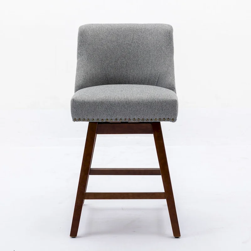 Counter Height Swivel Barstools, 26 H Seat Height Upholstered Bar Stools Set of 2, Fabric
