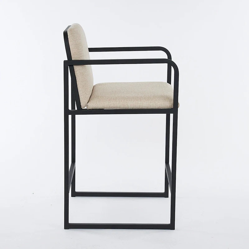 Set of 2,Modern Upholstered Counter Height Bar Stool with Armrests, Metal Frame and Padded Seat