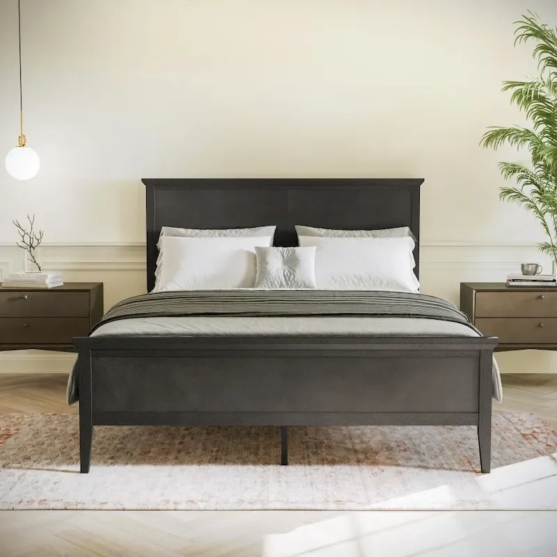 Solid Wood Platform Bed Frame with Headboard and Footboard