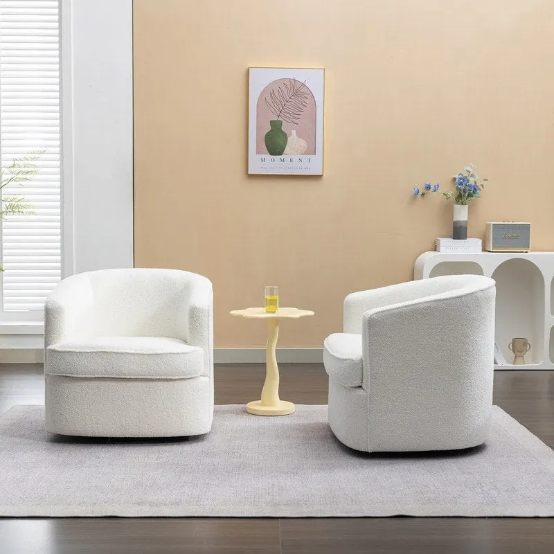 SEYNAR Modern Boucle Upholstered 360 Degree Swivel Accent Club Chair Set of 2