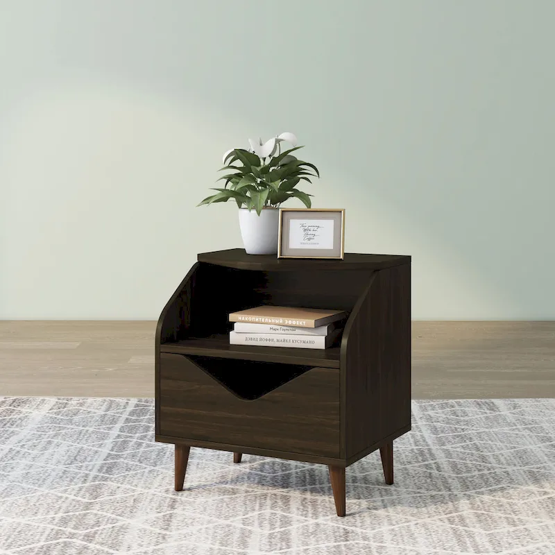 Mid-century Modern 20-inch 1-Shelf and 1-Drawer End Table