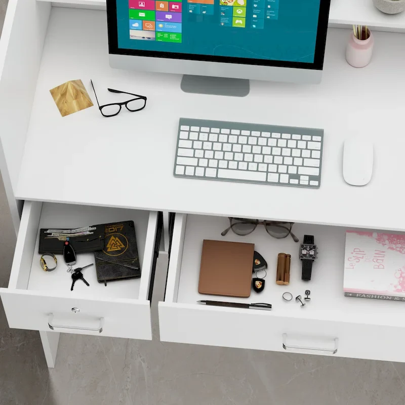 Kerrogee 47.2L Reception Counter Desk with Lockable Drawers Table
