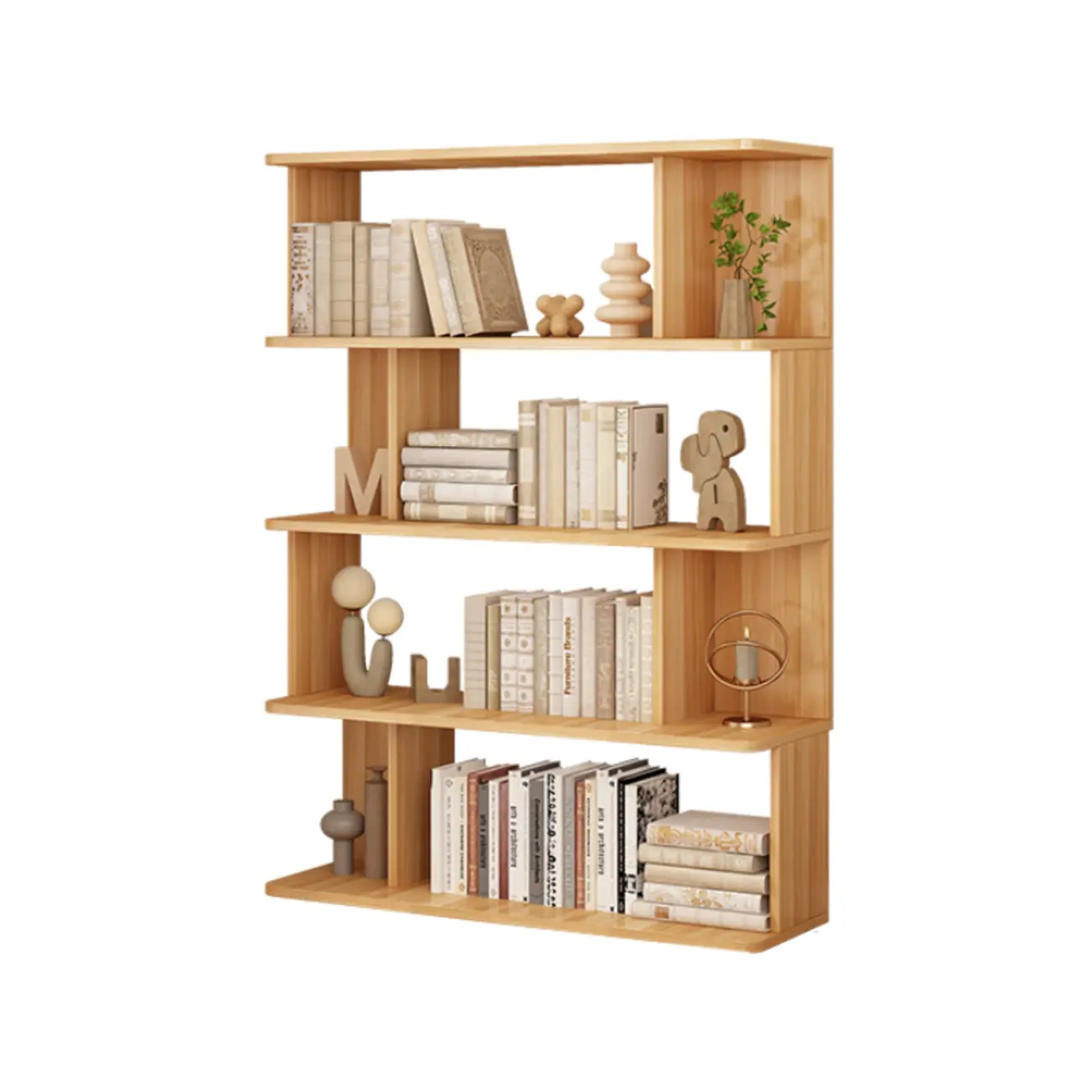 Modern White Open Back Wood 5 Shelf Bookshelf