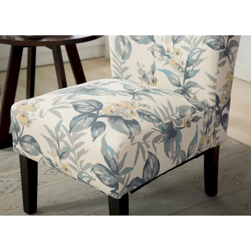 Blue Leaves 29.13  Upholstered Accent Chair with Wood Legs