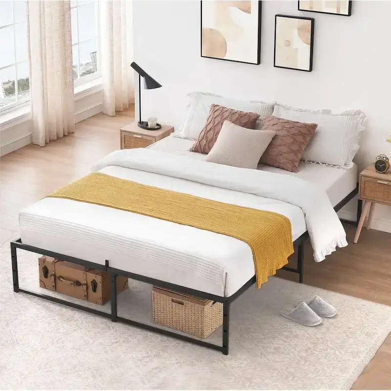 14 inch Platform Frame, with 3 in 1 Steel Support, No Box Spring Needed, Load Up to 800Lbs