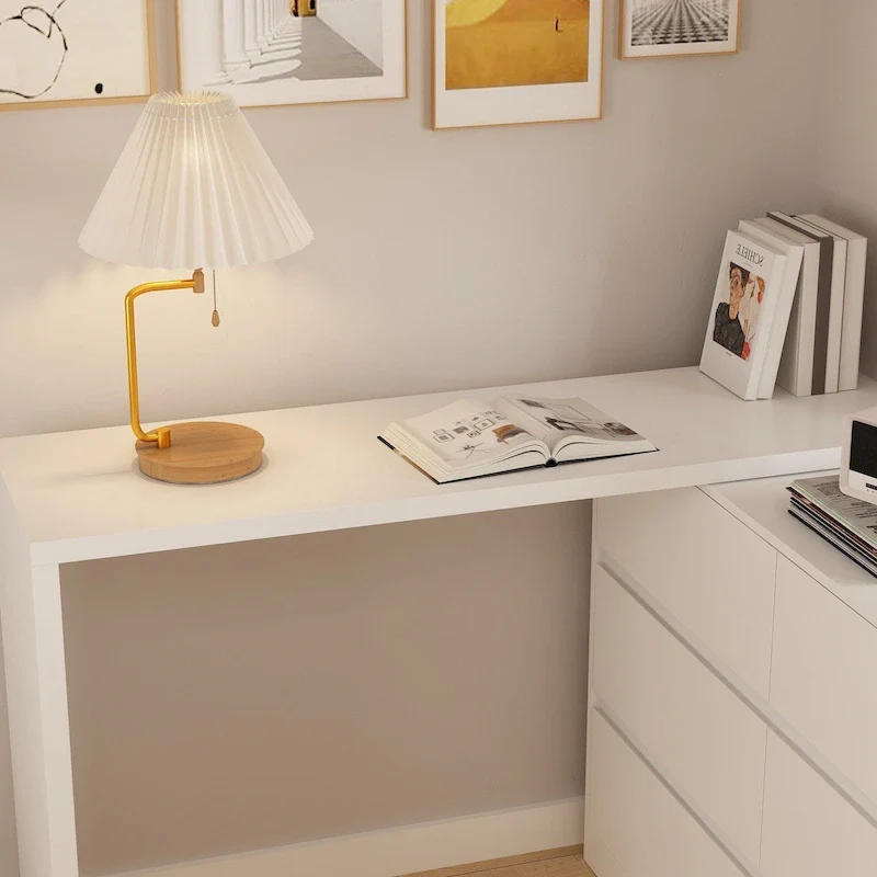 White/Black 6-Drawer Rotating Dresser & Desk Combo, 1-Person