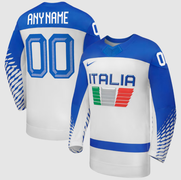 Italy Hockey White 2026 Away Custom Jersey