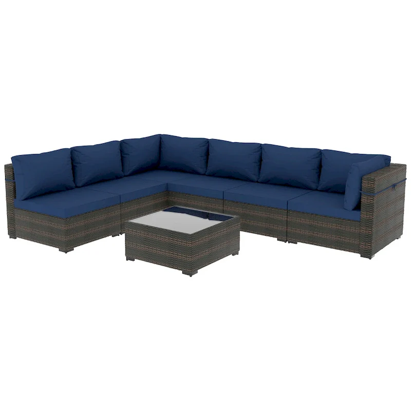 UPHA Cushioned 7-piece Conversation Sectional Patio Group Furniture