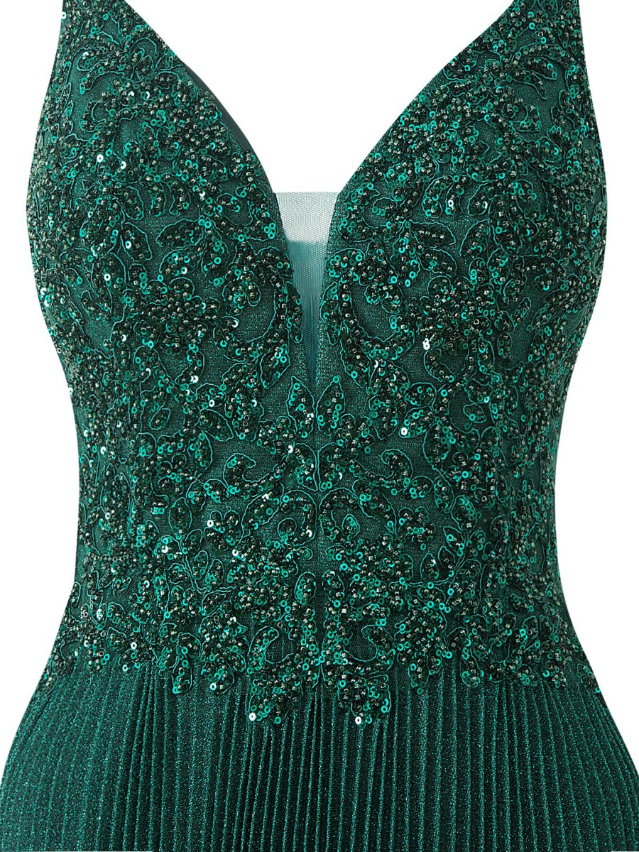 Rose Pink A-line Floor Length Glitter Jersey Prom Dress with Appliques and Sequins