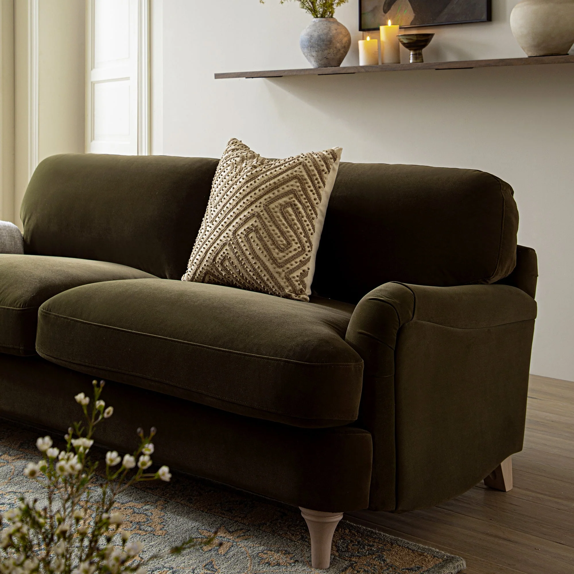 Seaweed Velvet Sofa, 3-Seater