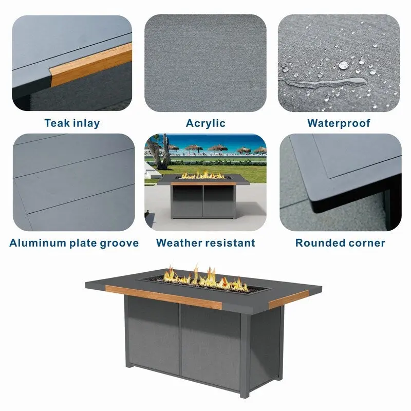 4-Piece Patio Acrylic Conversation Set with Firepit Table and BBQ Grill