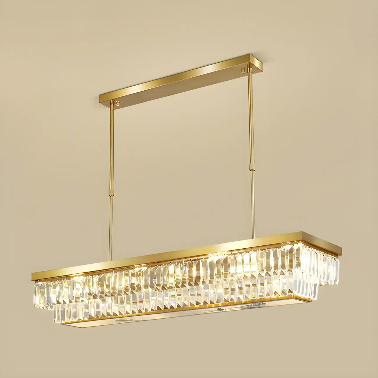 Modern Adjustable Crystal Pendant Light in Gold