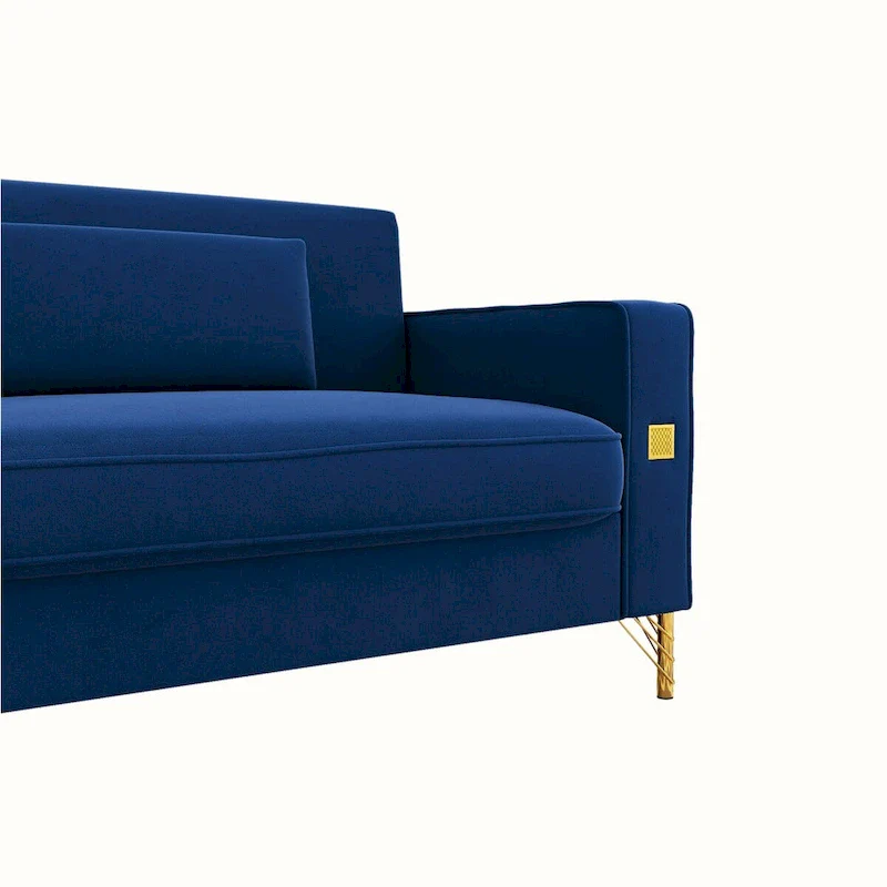 Modern Tufted Velvet Loveseat Upholstered Sofa with Removable Cushions and Pillows - 85.63 in.D x 30.31 in.W x 30.51 in.H