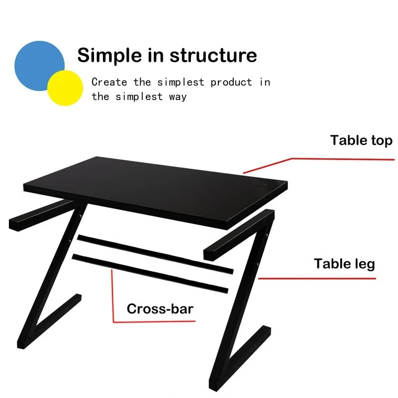 Professional Z-Leg Tempered Glass Gaming and Study Desk with Built-In USB Cable