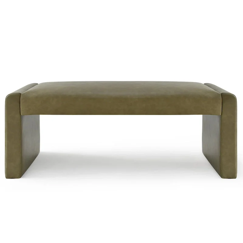 Modern Faux Leather 47 Waterfall Bench