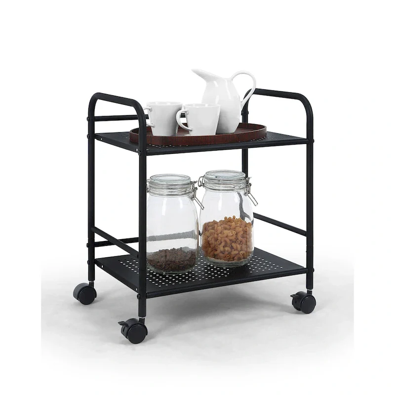 White 2-Tier Rolling Metal Utility Cart, 1 Person