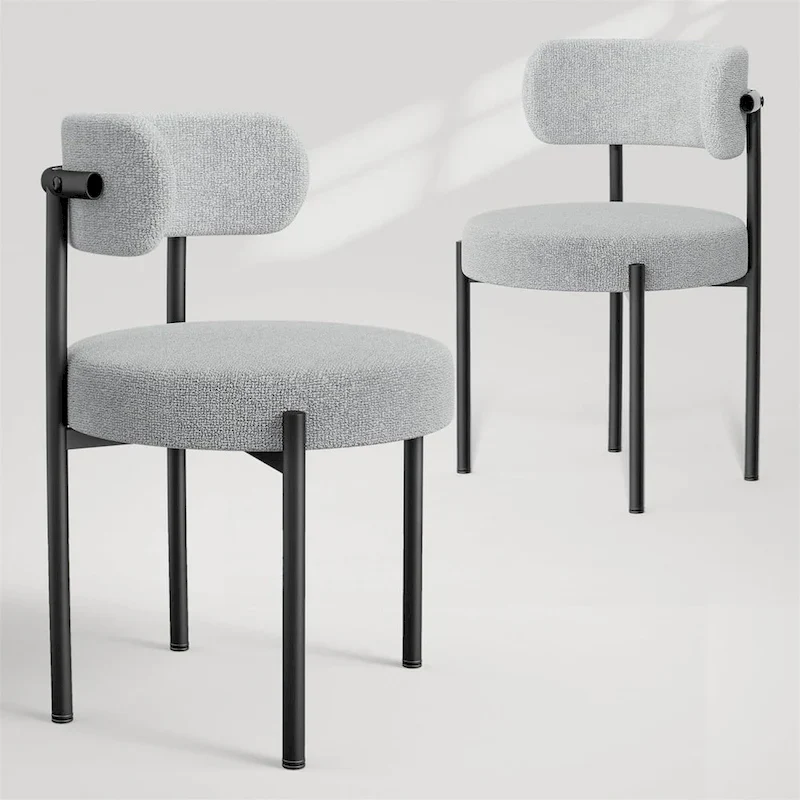 Upholstered Modern Mid Century Round Dining Chairs - Set of 2