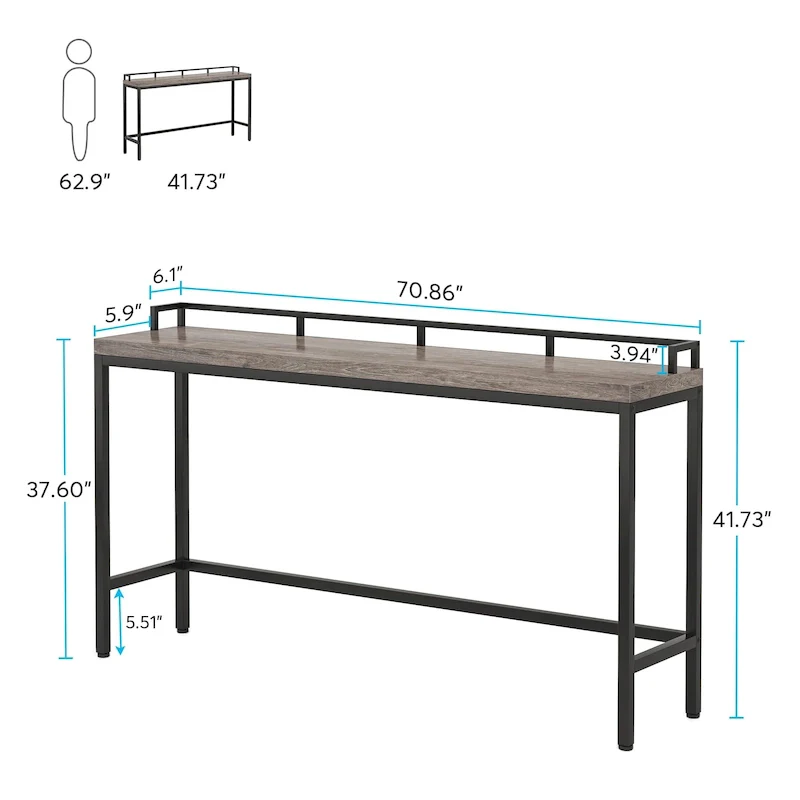 70.9 Extra Long Sofa Console Table, Behind The Couch Table Narrow Entryway Table