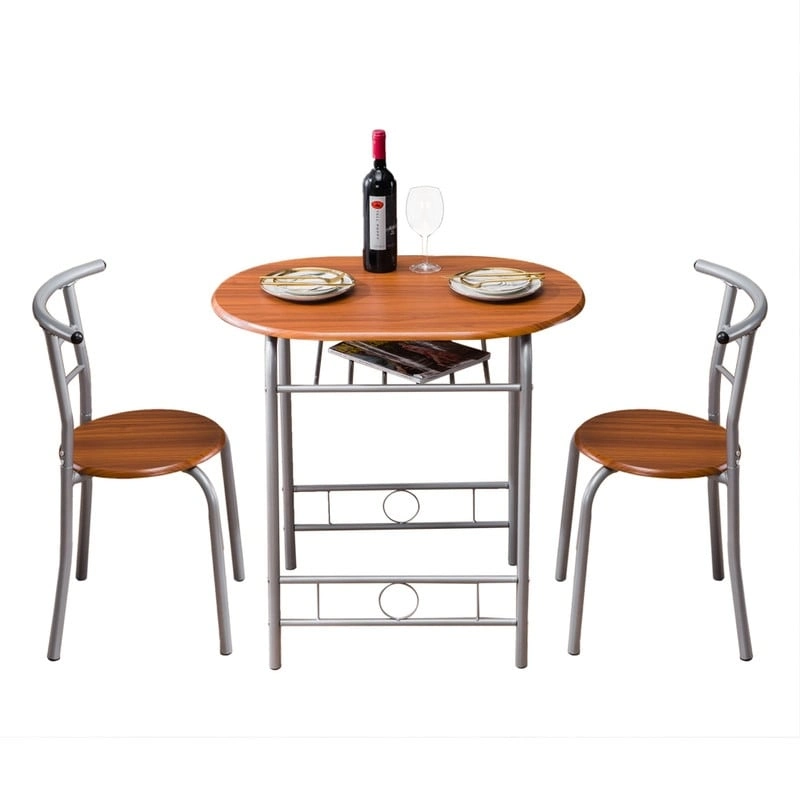 Silver/ Light Brown 3-piece Breakfast Bar Table Set