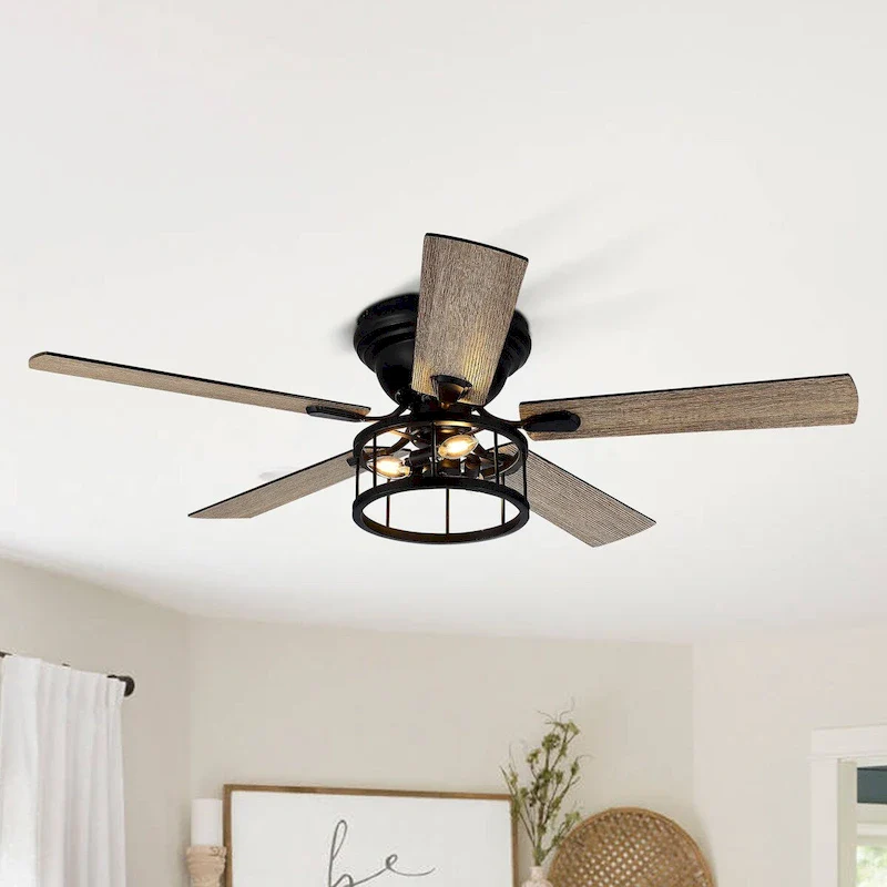 52-in Black Indoor Ceiling Fan with Light and Remote Controller(5-Blade)