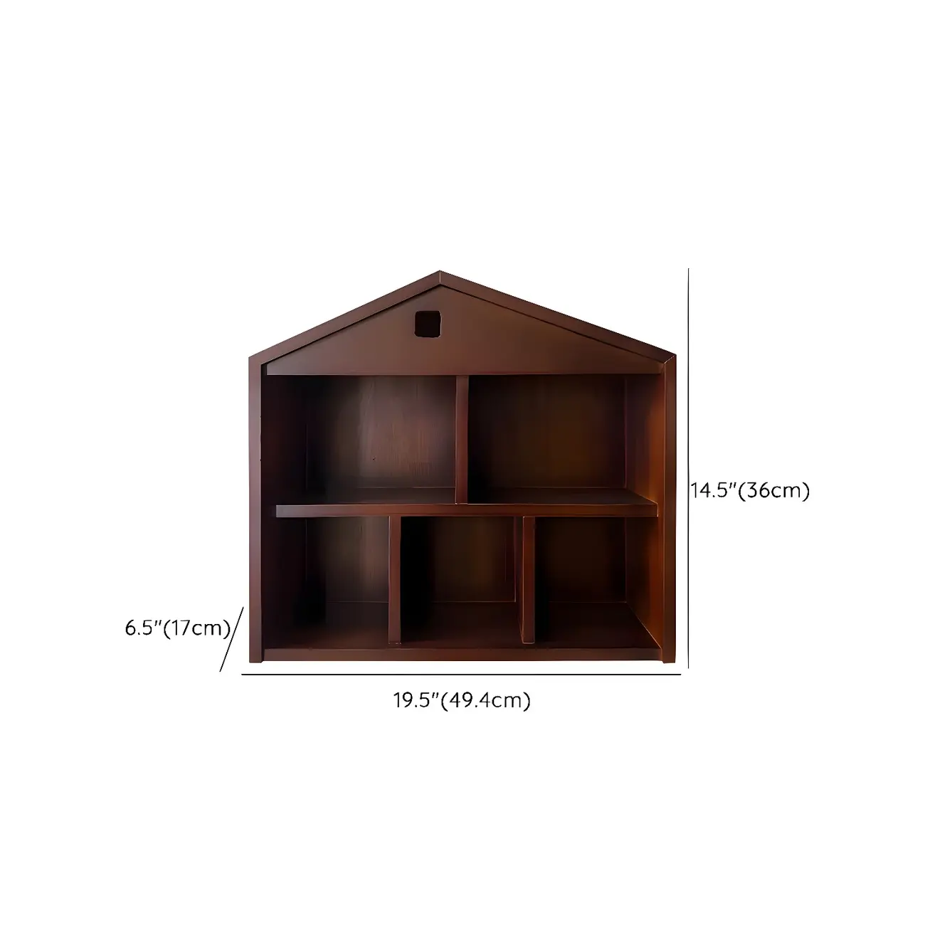 Classicial House-shaped 2 Shelves Floating Wood Display Cabinet
