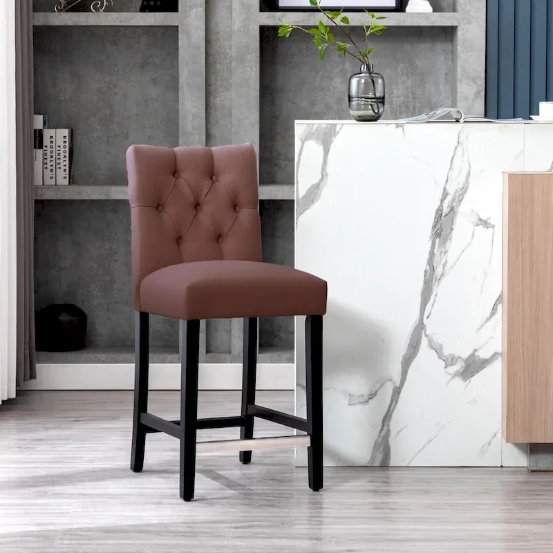Button Tufted Counter Stool, Brown / Light Grey / Royal Blue / Grey / Beige, Seat for 1