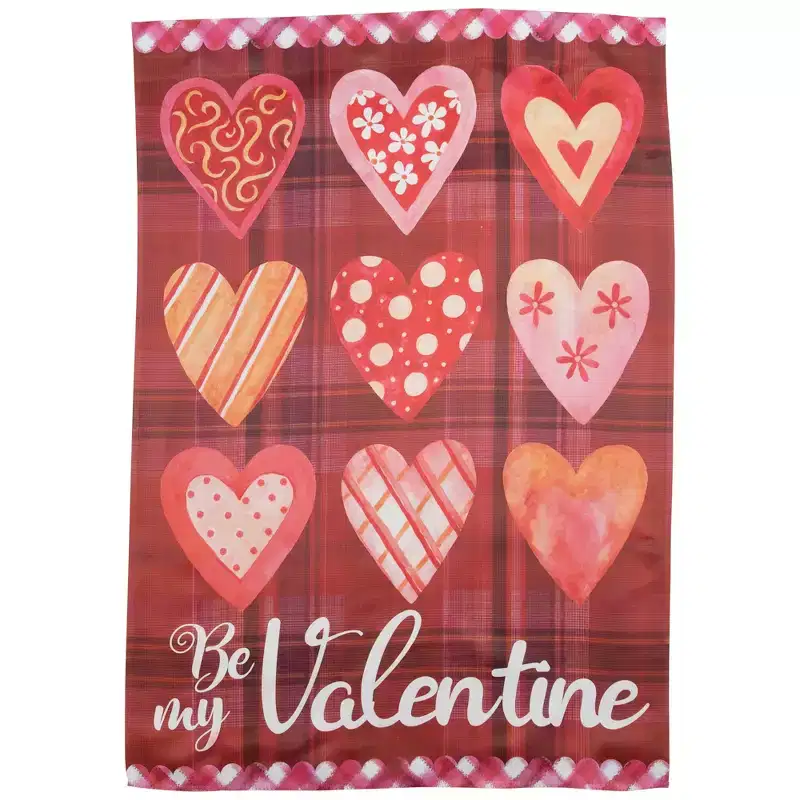 Northlight Be My Valentine Plaid and Heart Garden Flag 18 x 12.5