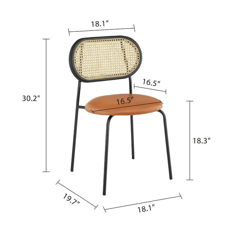 Art Leon Cane Back Faux Leather Upholstered Dining Chair (Set of 2)