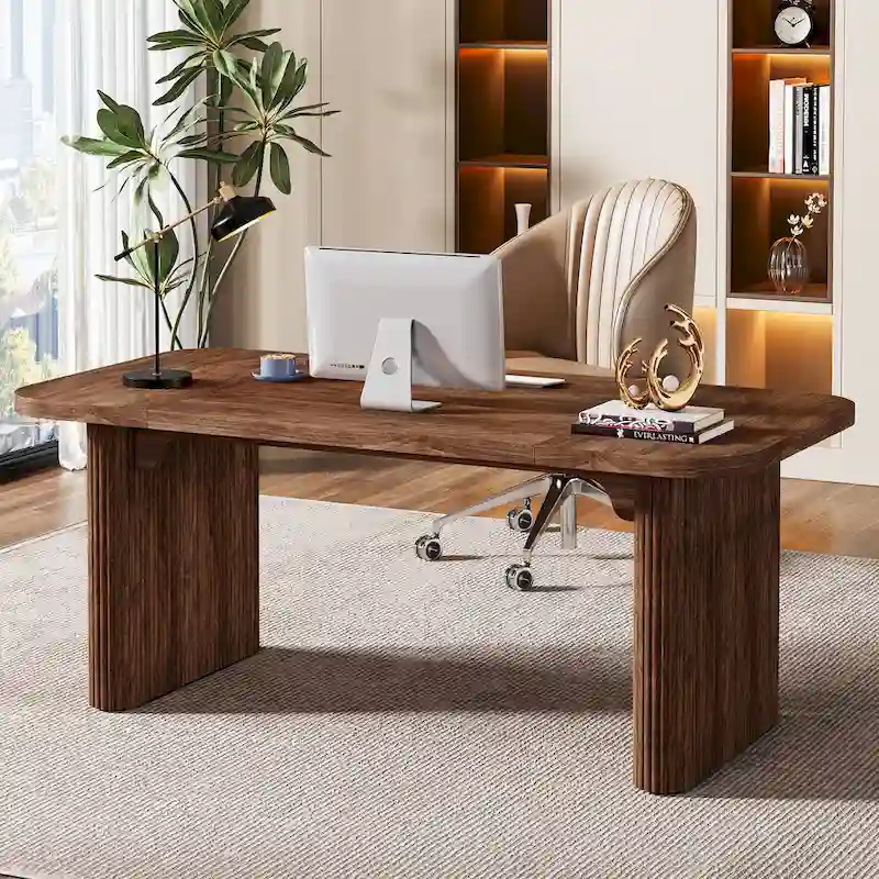 62.99 W Modern Executive Desk Simple Computer Desk with Engineered Wood Top and Legs