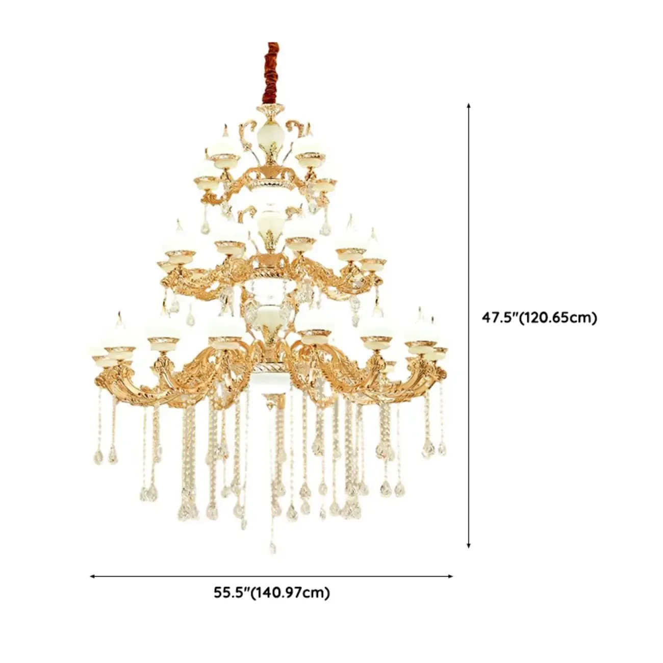 Large Gold Multi-Tier up Light Crystal Pendant Ceiling Chandelier