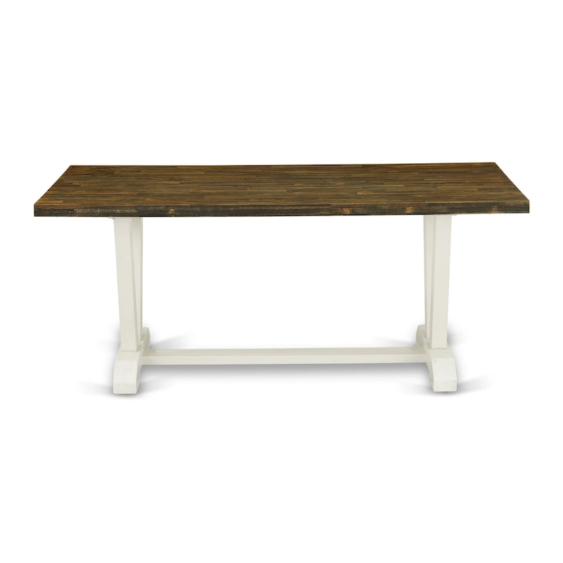 East West Furniture Kitchen Table Set- a Dining Table and Cream Linen Fabric Chairs, Linen White(Pieces Options)