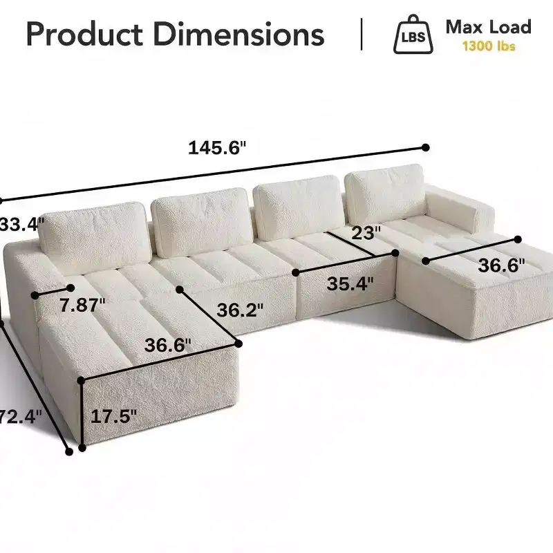 Dyonery lambskin modular compression sofa, which can be flexibly combined and suitable for four people to use, does not require assembly.