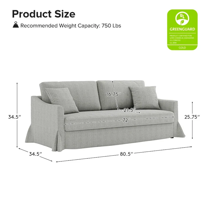 Volkhard 80.5 Modern Slipcovered Sofa With Removable Back Cushion By HULALA HOME