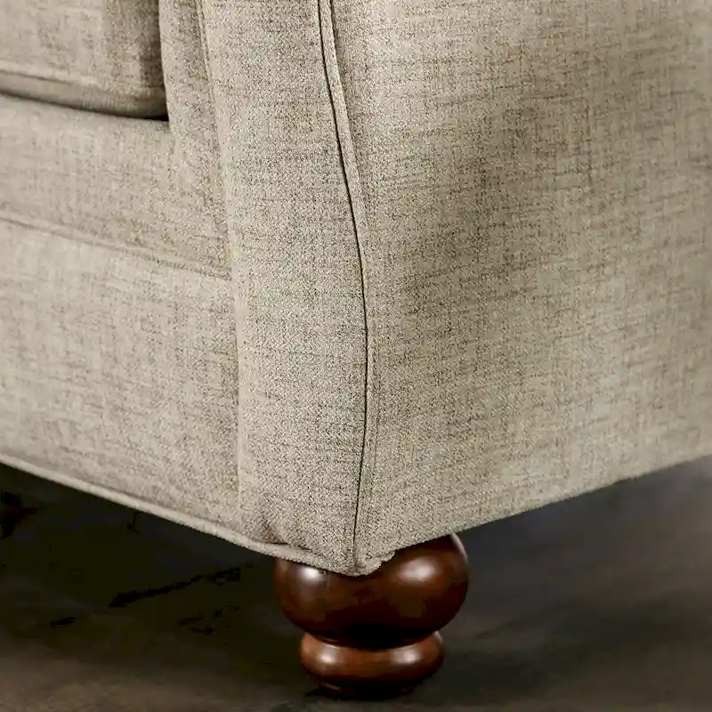 Chetbert Transitional Cream Fabric Upholstered 2-Piece Sofa Set by Furniture of America