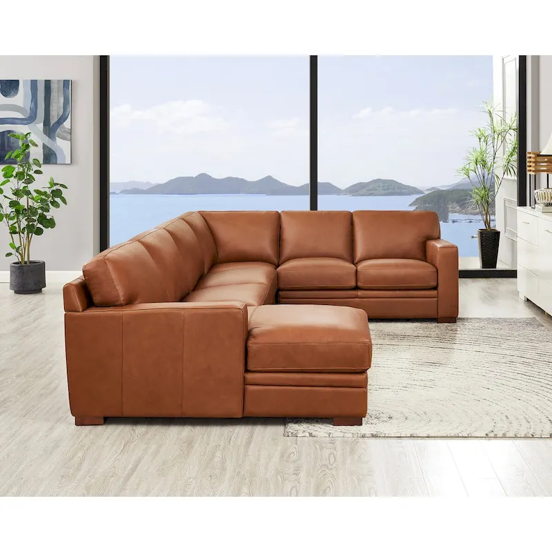 Hydeline Dillon Top Grain Leather Left-Facing Sectional Sofa with Chaise