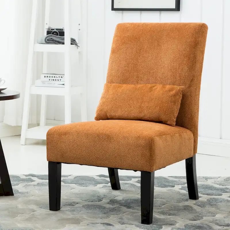 Armless Accent Chair With Pillow