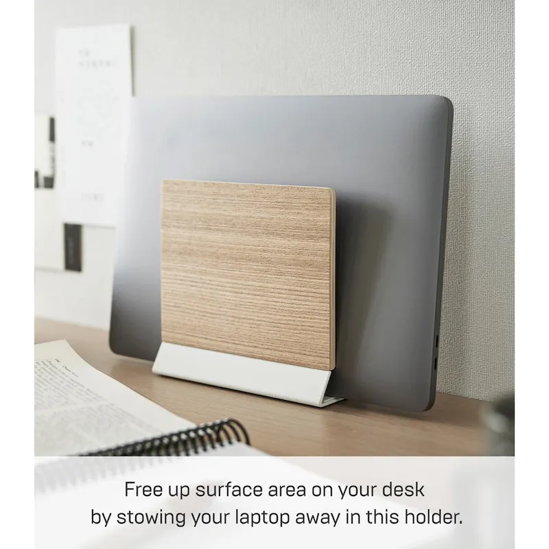 Yamazaki Home Slim Laptop Stand, Steel and Wood - L 2.44 x W 6.3 x H 5.91 inches