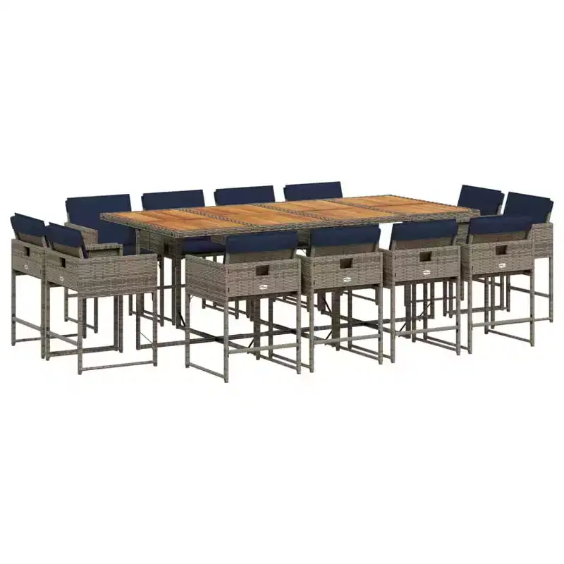 vidaXL Patio Dining Set Set of 12 Gray, Navy Blue