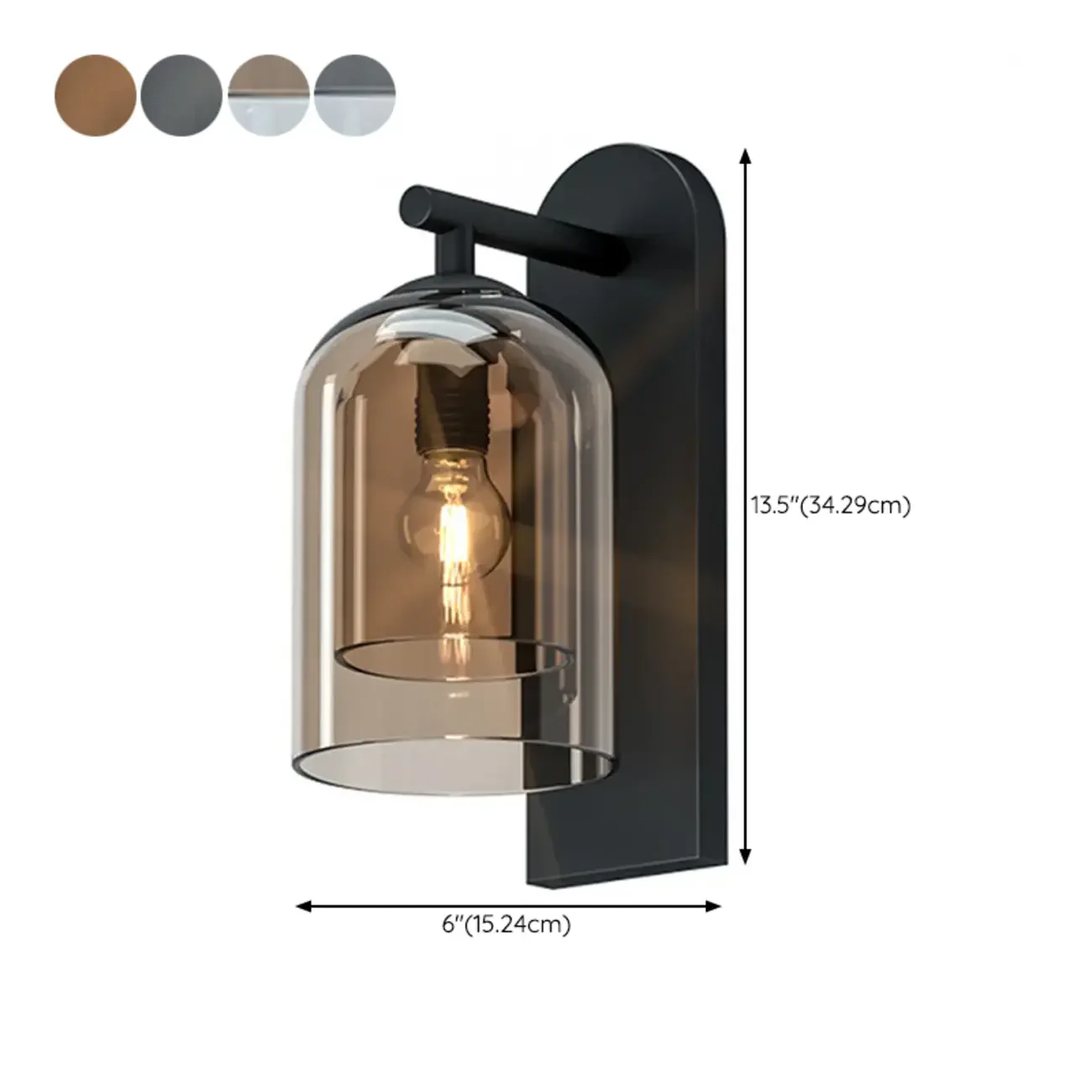 1-Light Double Shade Glass Ambient Wall Sconce