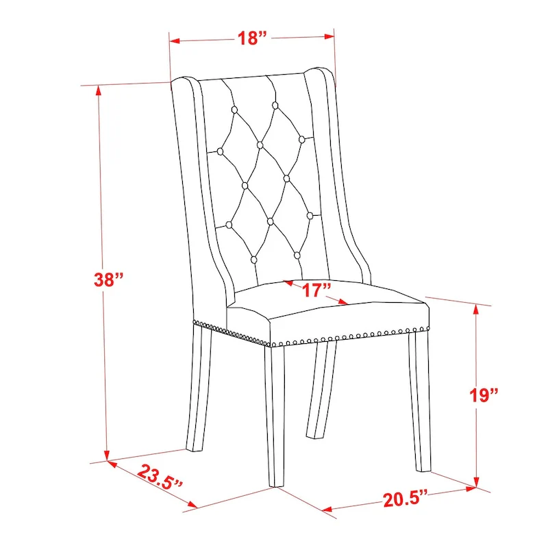 East West Furniture Parson Kitchen Chairs - Button Tufted Nailhead Upholstered Dining Chairs, Set of 2, (Finish & Upholstered)