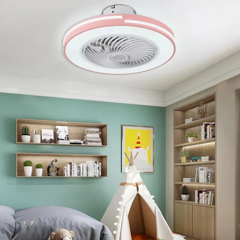 Compact Pink LED Ceiling Fan and Light