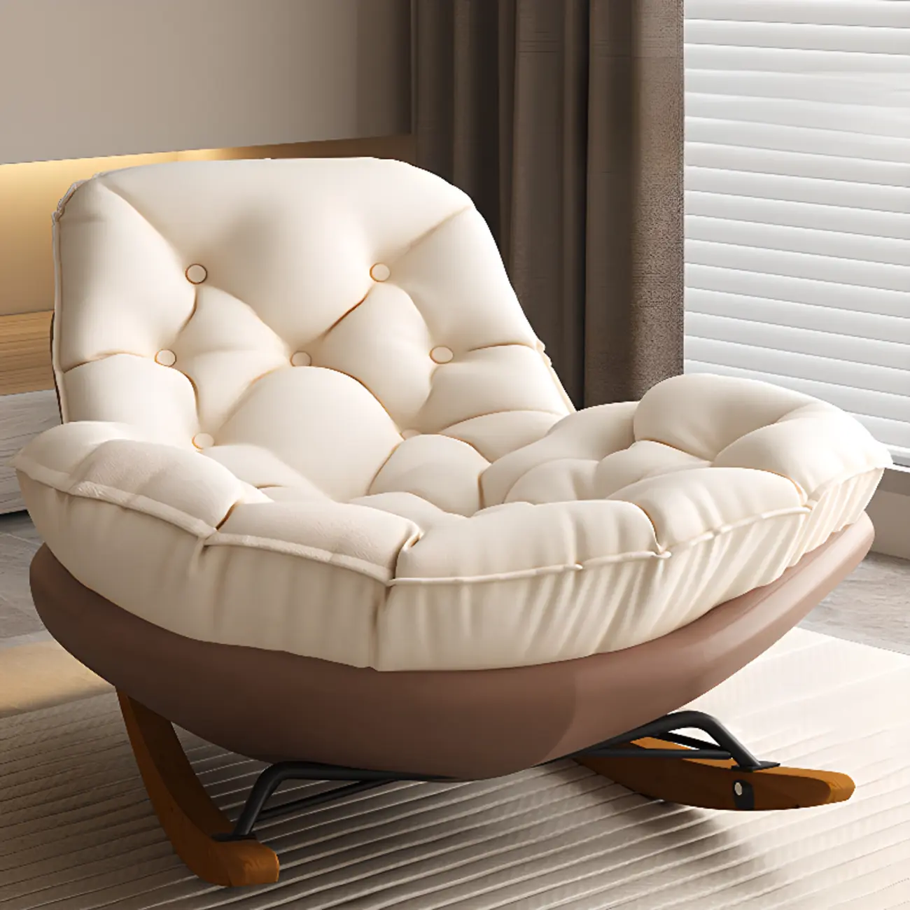 Scandinavian Upholstered Rocking Chair with Optional Ottoman